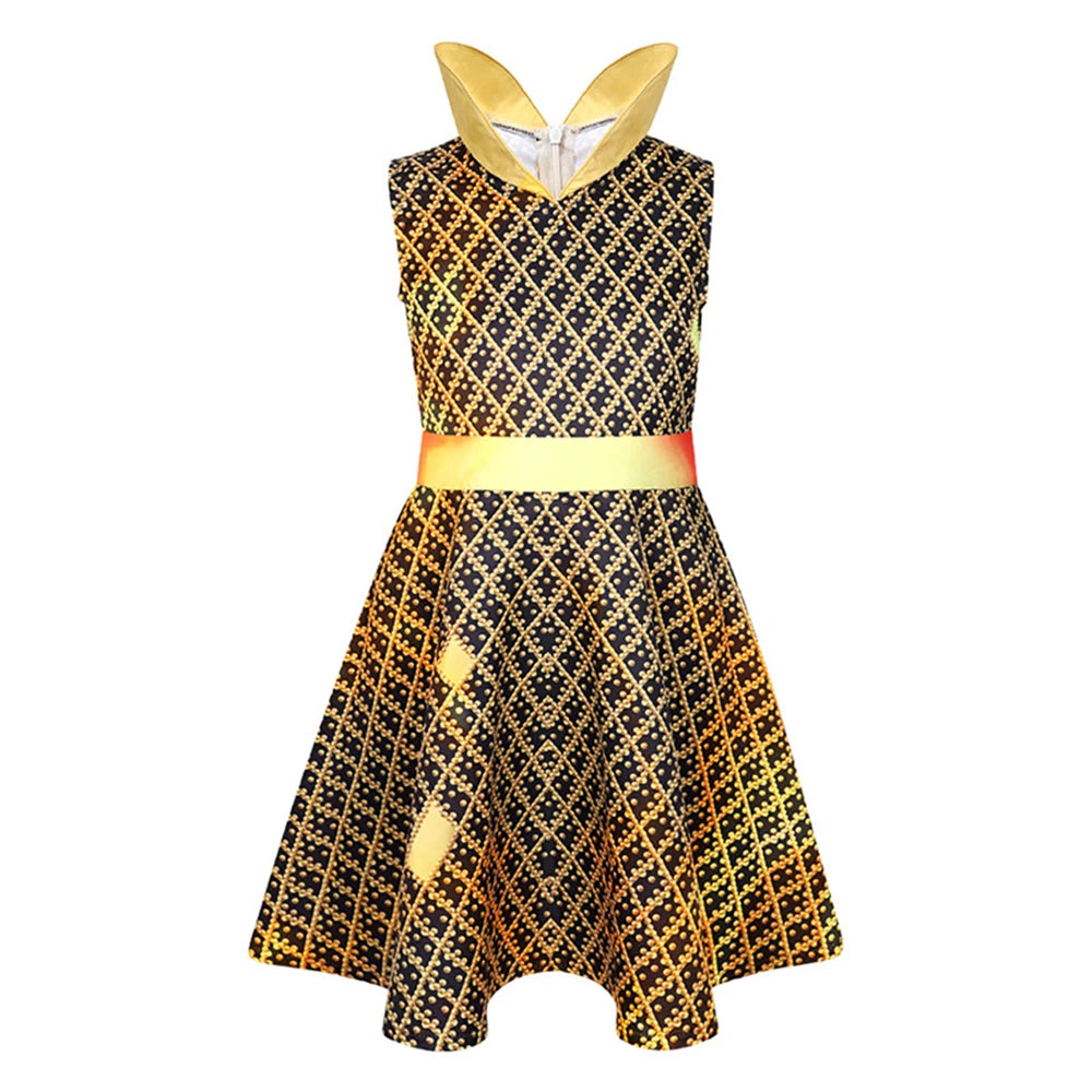 New Movie Elemental Girls Flame Amber Dress Up Halloween Boys Water Wade Cosplay Costume Kids Fire Wig Party High Collar Dresses