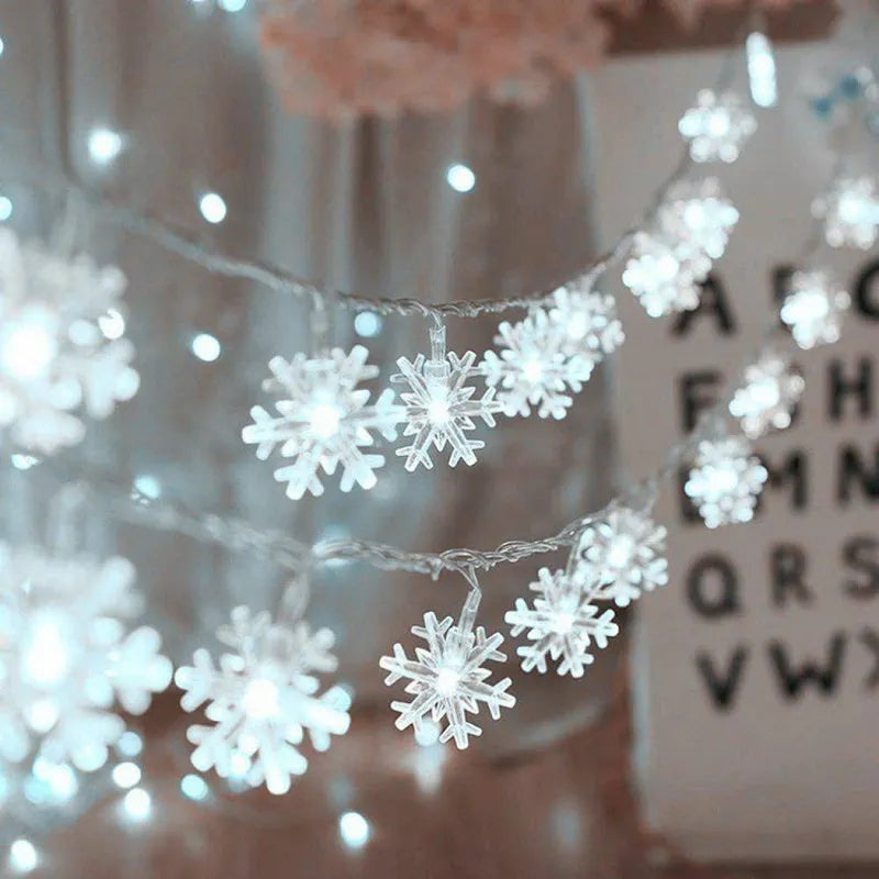 Christmas Snowflake LED String Light Garland Xmas Decoration Party Home Xmas Santa Claus Gifts Navidad 2023 Happy New Year