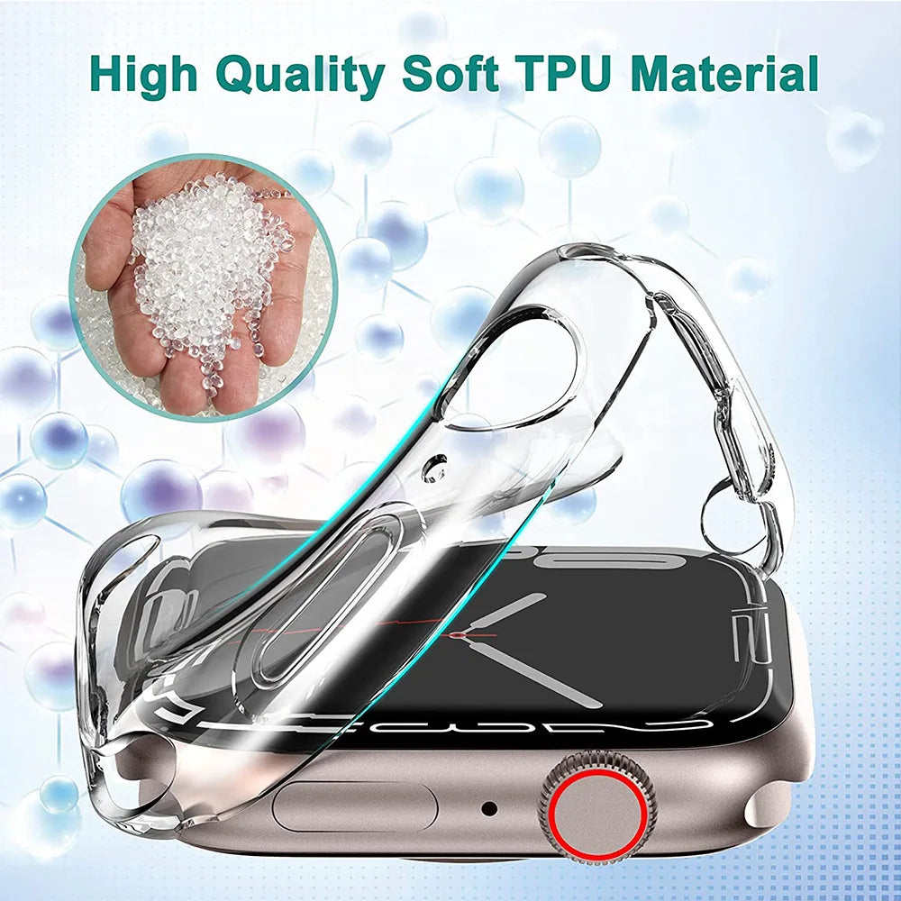 Screen Protector for Apple Watch Case 45mm 41mm 44MM 40MM 42mm 38MM Full TPU Bumper Cover Accessories Iwatch Series 9 8 7 SE 6 3