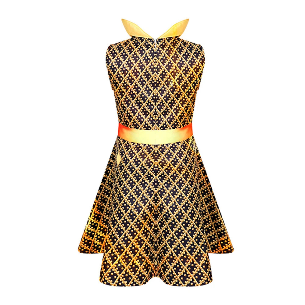 New Movie Elemental Girls Flame Amber Dress Up Halloween Boys Water Wade Cosplay Costume Kids Fire Wig Party High Collar Dresses