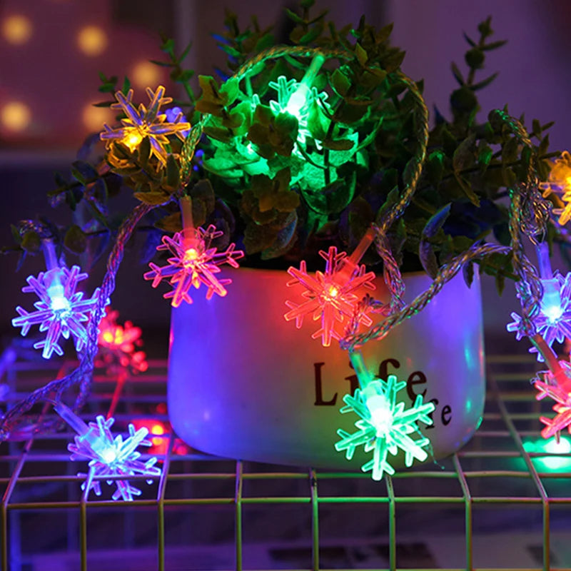 Christmas Snowflake LED String Light Garland Xmas Decoration Party Home Xmas Santa Claus Gifts Navidad 2023 Happy New Year