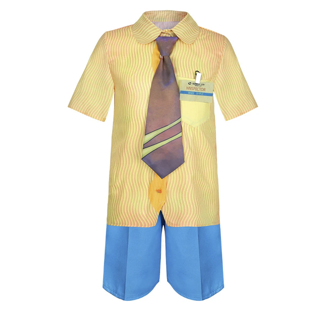New Movie Elemental Girls Flame Amber Dress Up Halloween Boys Water Wade Cosplay Costume Kids Fire Wig Party High Collar Dresses