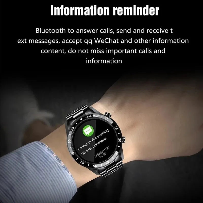 LIGE 2023 Smart Watch Men Full Circle Touch Screen Bluetooth Call Men Smartwatch Waterproof Sport Activity Fitness Watch+Box