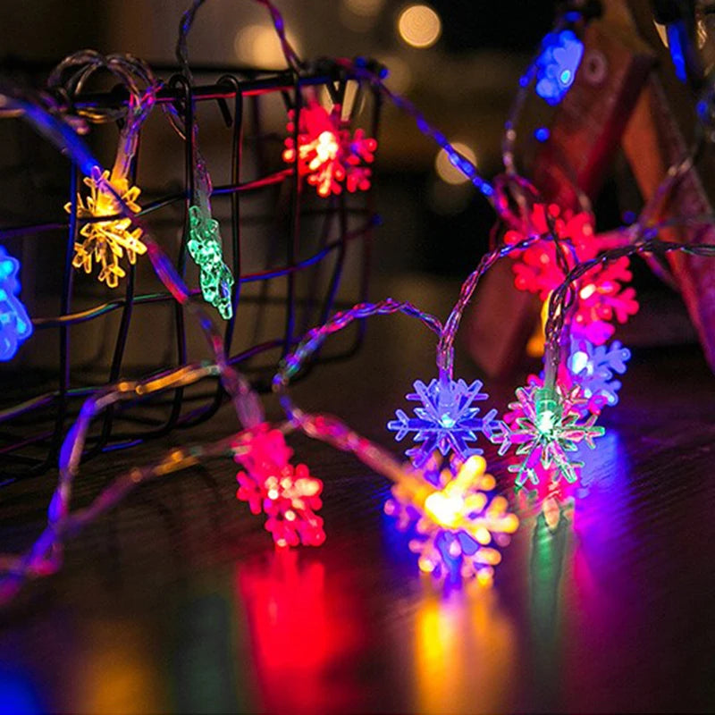 Christmas Snowflake LED String Light Garland Xmas Decoration Party Home Xmas Santa Claus Gifts Navidad 2023 Happy New Year