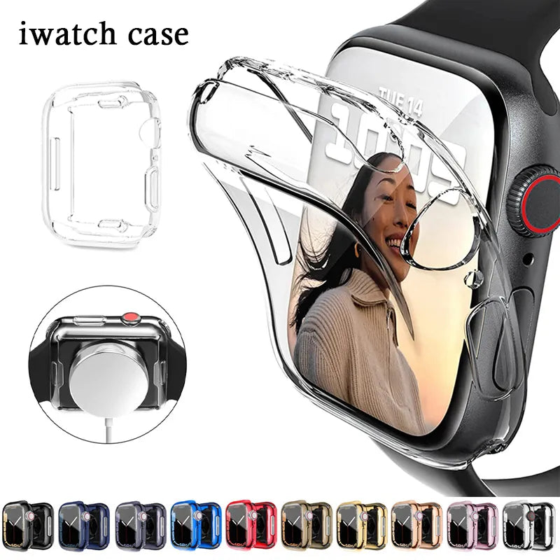 Screen Protector for Apple Watch Case 45mm 41mm 44MM 40MM 42mm 38MM Full TPU Bumper Cover Accessories Iwatch Series 9 8 7 SE 6 3