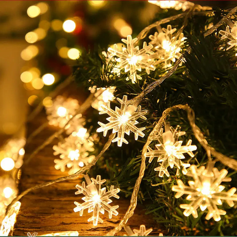 Christmas Snowflake LED String Light Garland Xmas Decoration Party Home Xmas Santa Claus Gifts Navidad 2023 Happy New Year