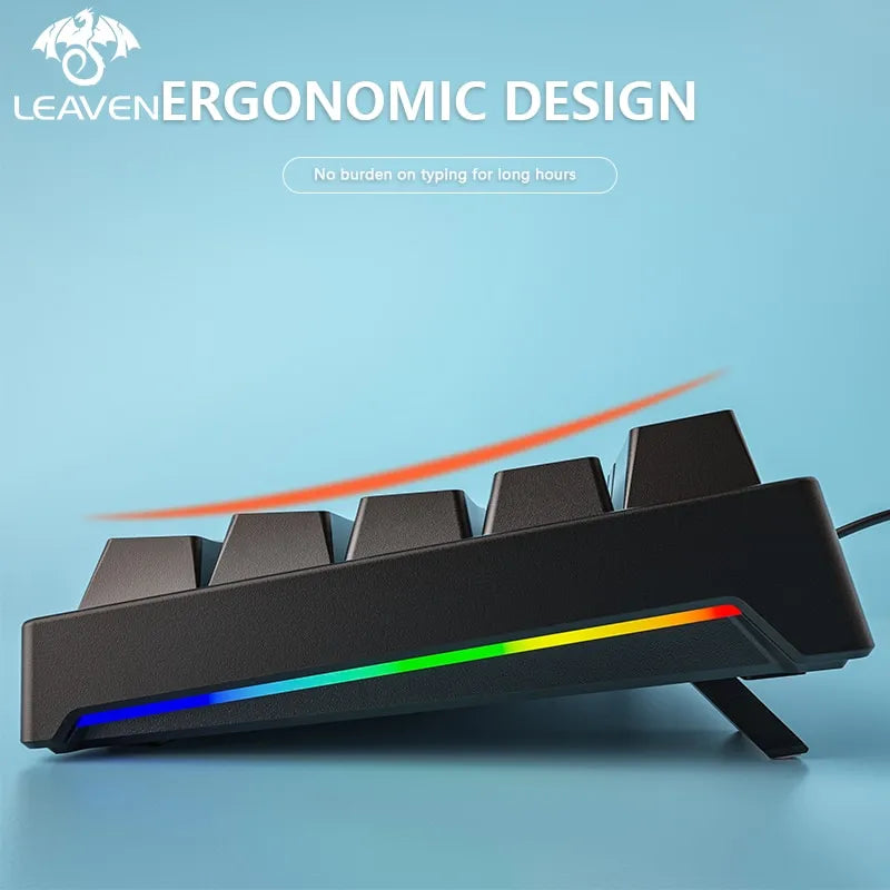 LEAVEN K620 Wired Mechanical Keyboard 61 Keys RGB Lights ESports Gaming Office Personality Key Computer Accessories